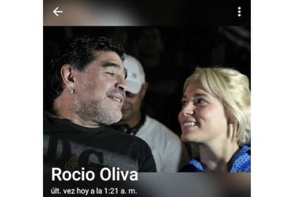 Rocío Oliva sorprendió al poner una foto junto a Diego Maradona en su perfil de WhatsApp