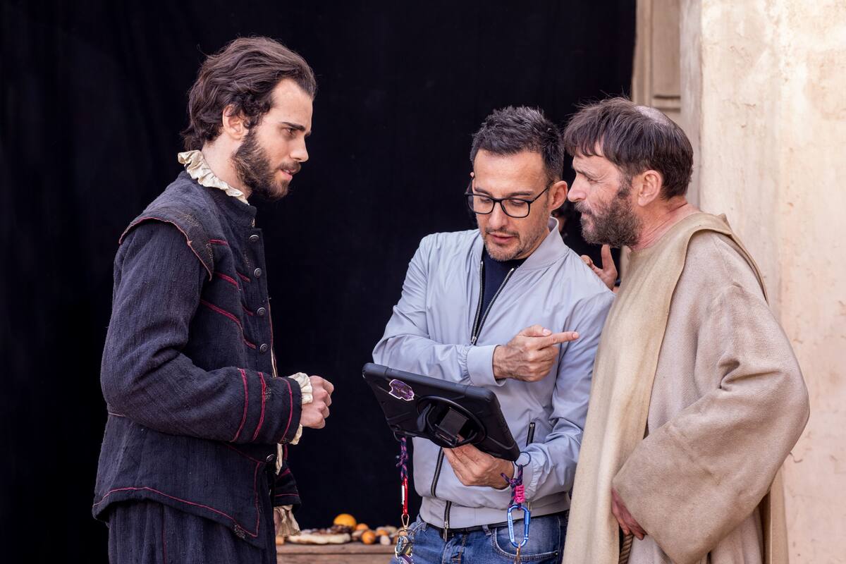 Rodaje de "El cautivo", con los protagonistas y el director, Alejandro Amenábar