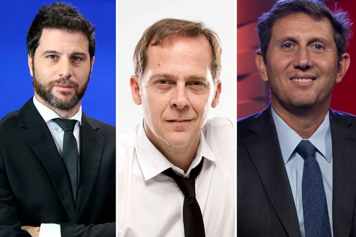 Rodolfo Depaoli, Matias Martin y Juan Pablo Varsky, tres periodistas de las señales que seguirán al seleccionado argentino en la Copa América de Brasil.