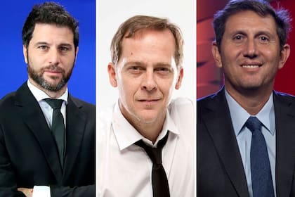 Rodolfo Depaoli, Matias Martin y Juan Pablo Varsky, tres periodistas de las señales que seguirán al seleccionado argentino en la Copa América de Brasil.