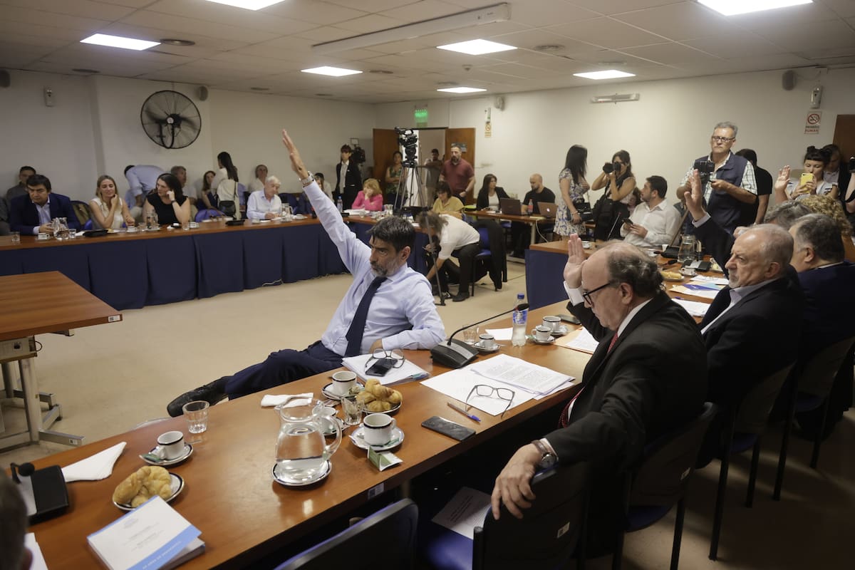 Rodolfo Tailhade, Leopoldo Moreau y otros diputados del oficialismo votan favorablemente el dictamen acusatorio contra los jueces de la Corte