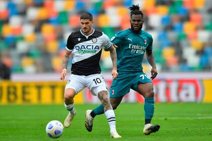 Rodrigo de Paul, dominante en el último Udinese-Milan de la Serie A de Italia.