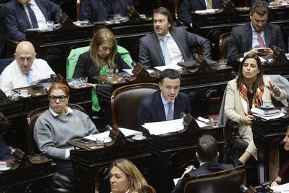 Rodrigo de Loredo, rodeado por diputados radicales en el recinto
