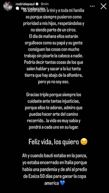 Rodrigo de Paul rompió el silencio tras la canción en la que Tini habla sobre su relación (Foto: Instagram @rodridepaul)
