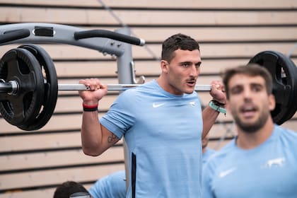 Rodrigo Isgró, en foco; el domingo fue una jornada de trabajos en el gimnasio para los Pumas
