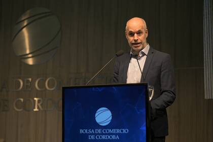 Rodríguez Larreta disertó ante empresarios en la Bolsa de Comercio de Córdoba.