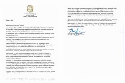 Rodríguez presentó un comunicado dirigido a la alcaldesa de Miami-Dade, Daniella Levine-Cava