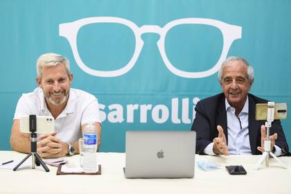 Rogelio Frigerio y Rodolfo D'Onofrio, en un  encuentro del desarrollismo en el que el presidente de River blanqueó su intención de saltar a la política