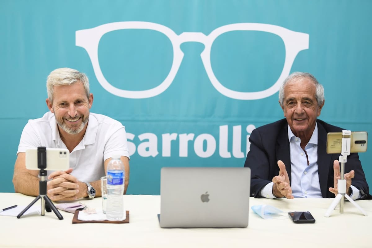 Rogelio Frigerio y Rodolfo D'Onofrio, en un encuentro del desarrollismo en el que el presidente de River blanqueó su intención de saltar a la política