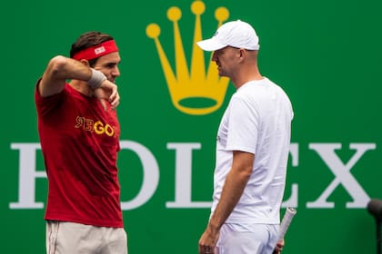 Roger Federer e Ivan Ljubicic, en Shanghai 2019; fue una exitosa sociedad jugador-entrenador