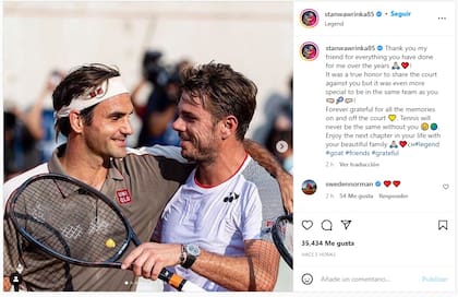 Roger Federer y Stanislas Wawrinka (Foto: Instagram @stanwawrinka85)