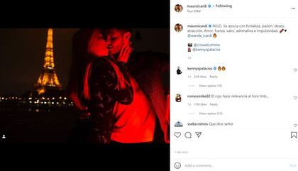 "Rojo", escribió el futbolista del PSG para describir el "color del amor" y que relaciona con lo que siente por Wanda Nara