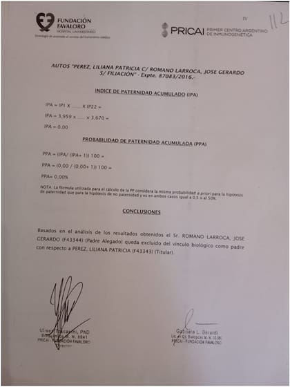 Romano dio a conocer el resultado de la prueba de filiación