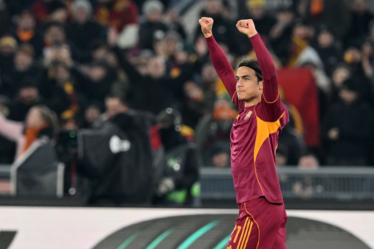 ROME, ITALY - JANUARY 22: Paulo Dybala of AS Roma celebrates during the UEFA Europa League 2025/26 League Phase MD7 match between AS Roma and VfB Stuttgart at Stadio Olimpico on January 22, 2026 in Rome, Italy. (Photo by Giuseppe Bellini/Getty Images)