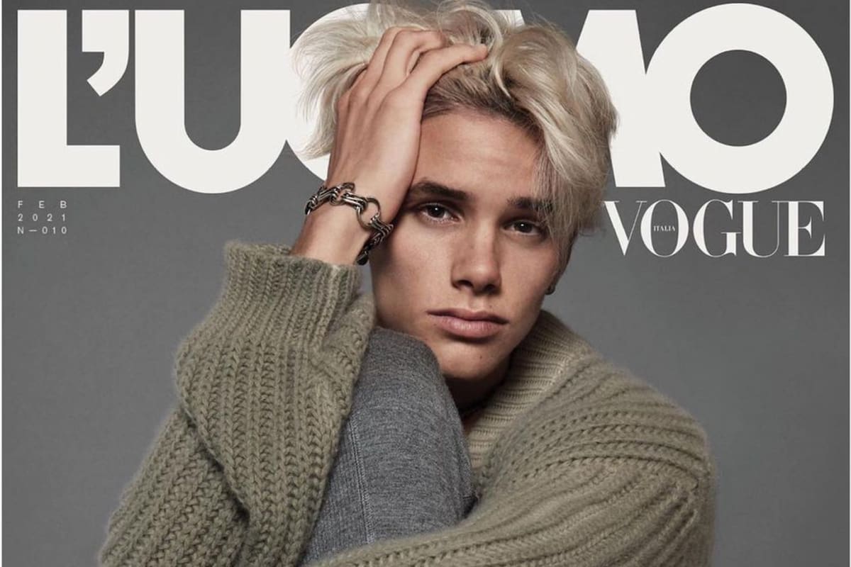 Romeo Beckham debutó como modelo y fue tapa de una revista de moda