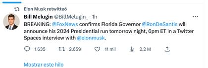 Ron DeSantis anunciará el lanzamiento de su campaña presidencial a través de Twitter