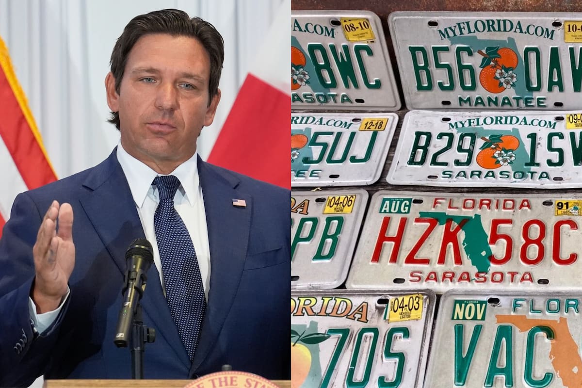Ron DeSantis dijo que vetará cualquier ley de Florida que agregue el requisito de que los vehículos lleven placas delanteras