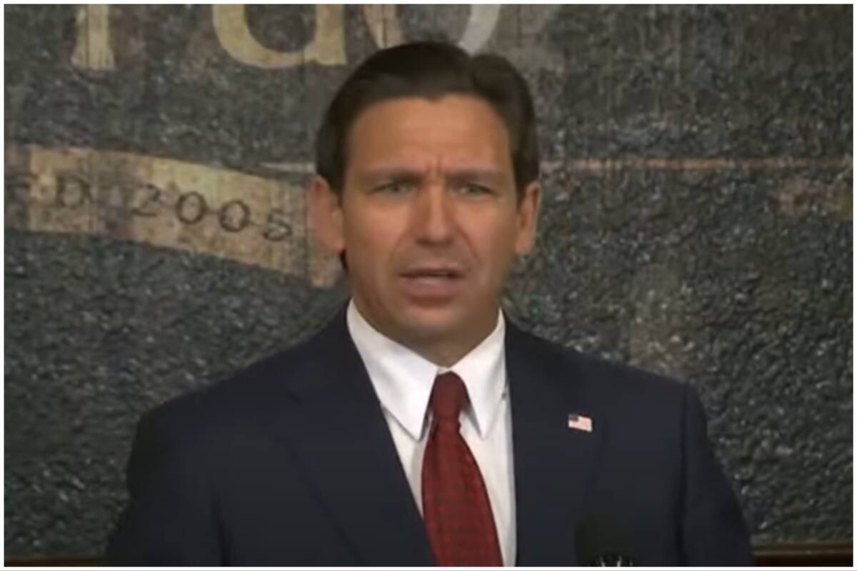 Ron DeSantis, gobernador de Florida, durante una rueda de prensa el jueves 7 de septiembre de 2023 en Jacksonville