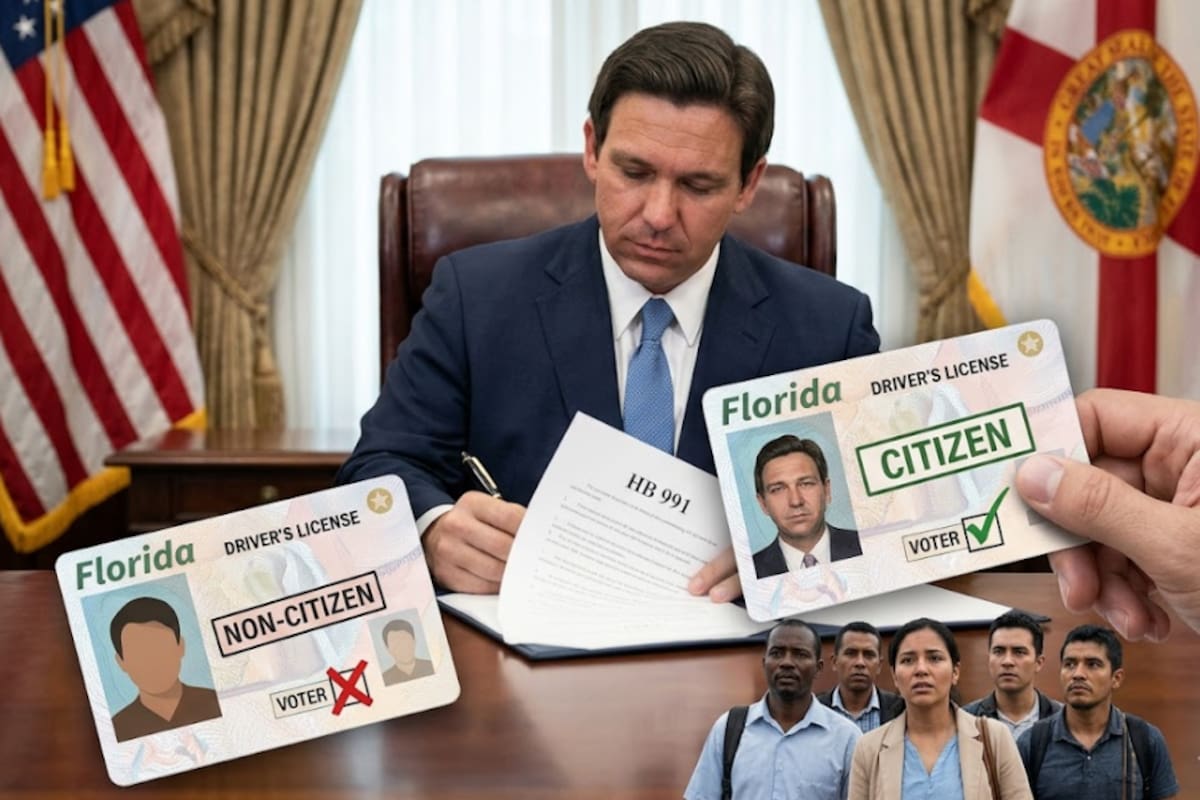 Ron DeSantis promulgó la ley HB 991 en Florida: las licencias de conducir mostrarán el estatus de ciudadanía desde 2027