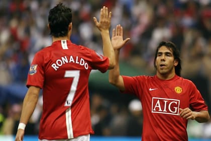 Ronaldo y Tevez cuando compartían equipo en Manchester United