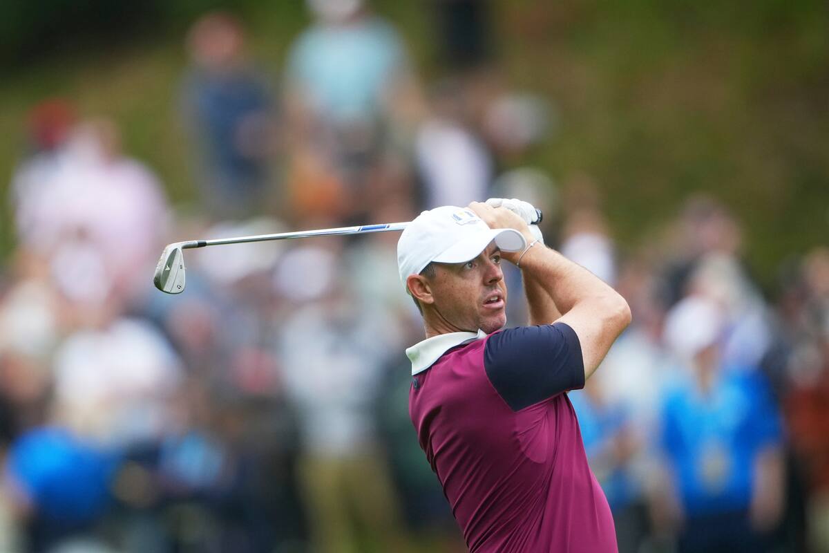 Rory McIlroy, del equipo de Europa en la Copa Ryder en el Bethpage Black golf (AP Foto/Lindsey Wasson)