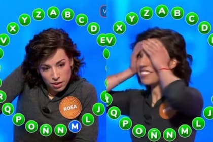 Rosa Rodríguez celebra el acierto de la última letra del rosco que la consagró ganadora del mayor premio en la historia de Pasapalabra en España