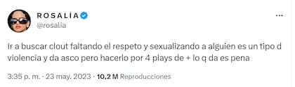 Rosalía realizó un contundente descargo contra la actitud del cantante