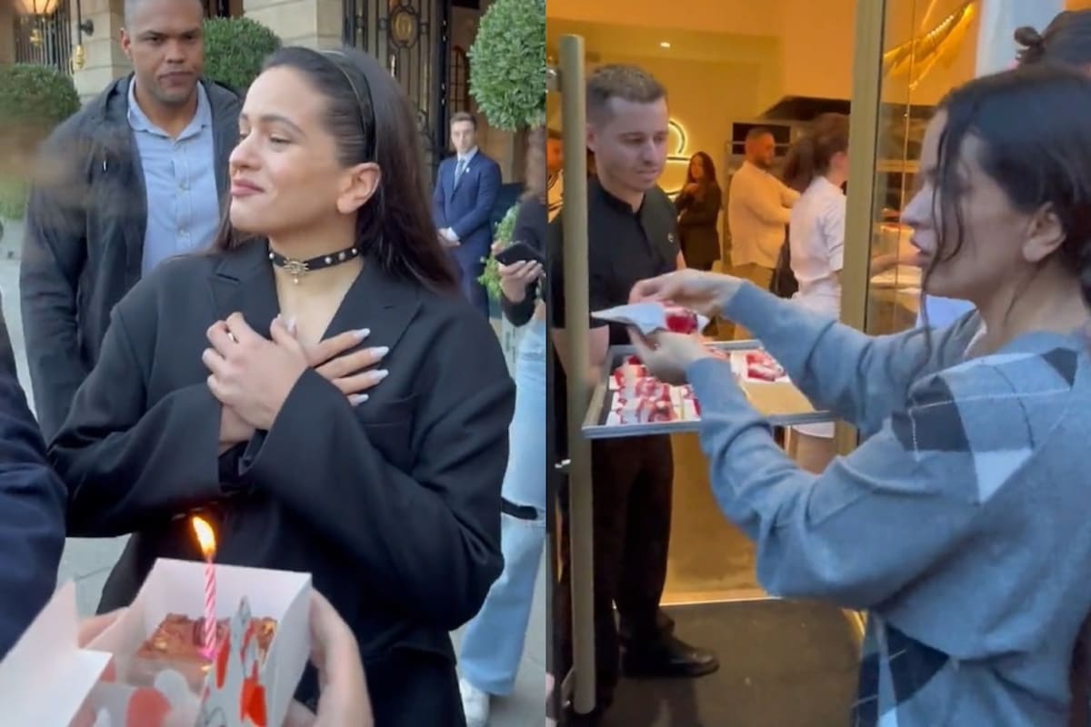 Rosalía reparte torta a sus fans en conmemoración de su cumpleaños número 31