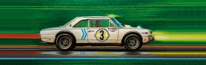 Rumbo a la gloria. El Torino N° 3, inmortalizado por Miguel Paolantonio, fue el auto que más vueltas efectuó durante la carrera, pero quedó cuarto por las penalizaciones