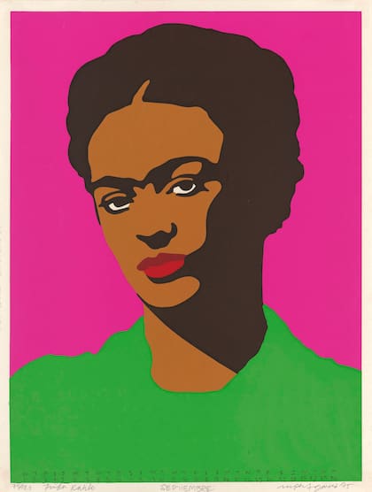 Rupert Garcia, Frida Kahlo (Septiembre), de calendario Galeria de la Raza 1975