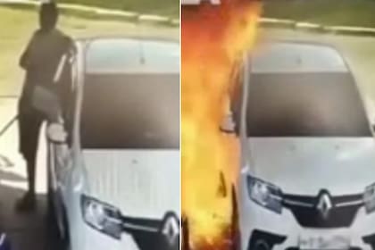 Rusia: cargaba nafta, encendió un cigarrilo y se le prendió fuego el auto
