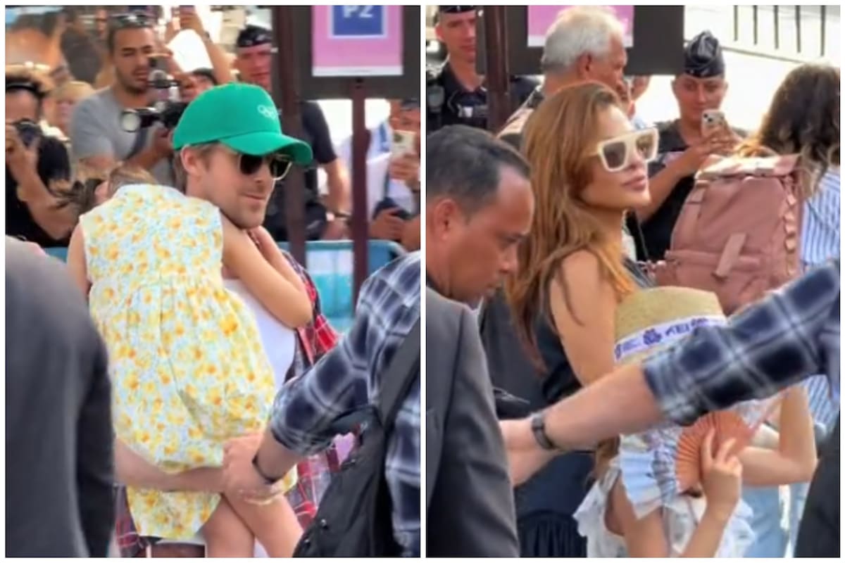 Ryan Gosling y Eva Mendes juntos a sus dos hijas en París 2024 (Imagen: captura de video)