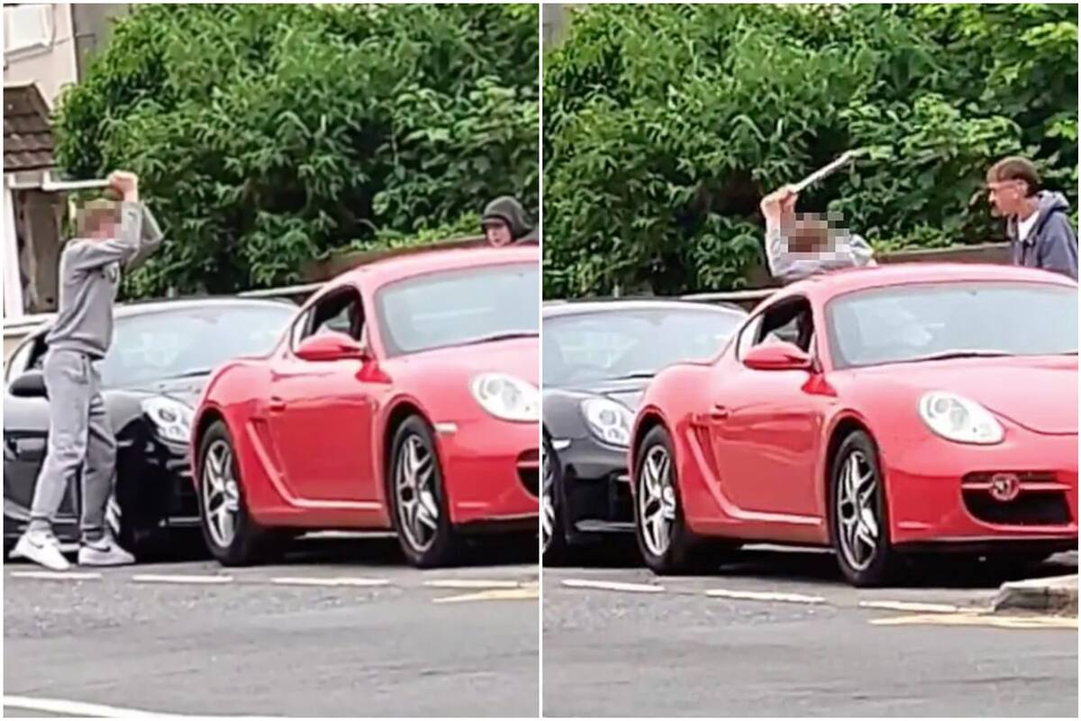 Ryan Hambrook registró el momento en el que un joven comenzó a golpear un Porsche con un tubo de metal a plena luz del día