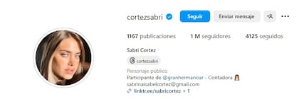 Sabrina Cortez es la primera mujer de Gran Hermano en superar el millón de seguidores