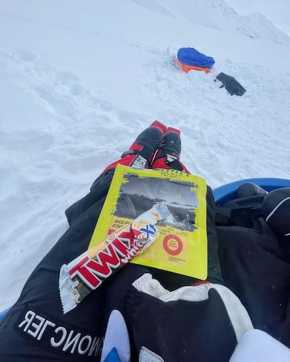 Sadie mostró en Instagram uno de sus desayunos durante la expedición: un chocolate y arroz