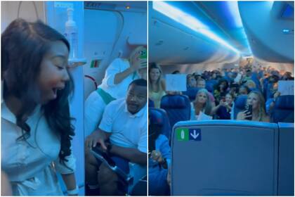 Salió del baño del avión y se encontró con una escena que la dejó sin palabras