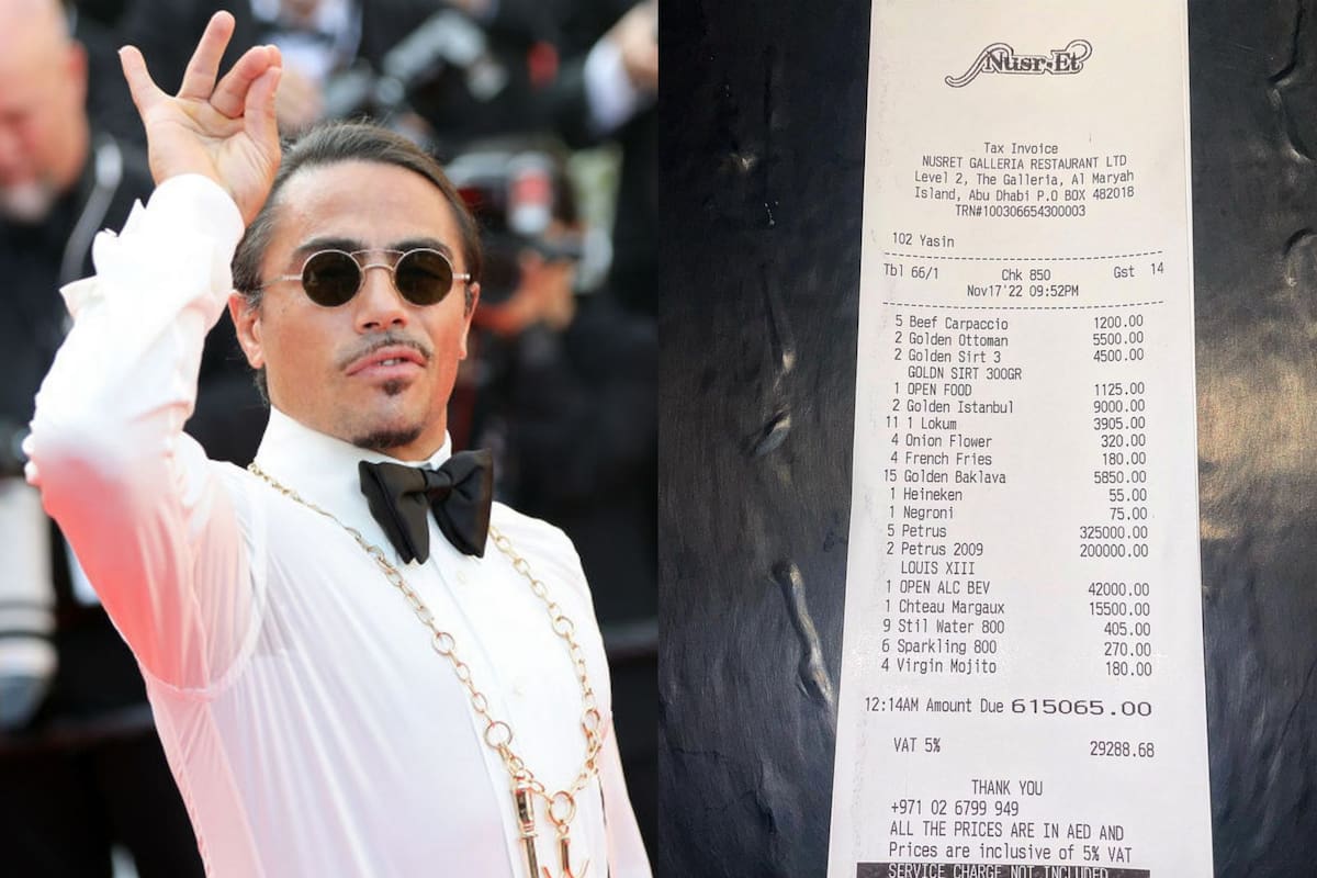 Salt Bae mostró el ticket que se llevó un grupo de diez personas de su lujoso restaurante. Foto/Gamma-Rapho y @nusr_et