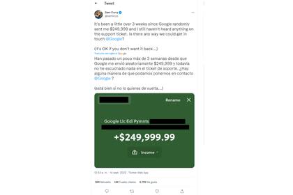 Sam Curry publicó este posteo en su Twitter