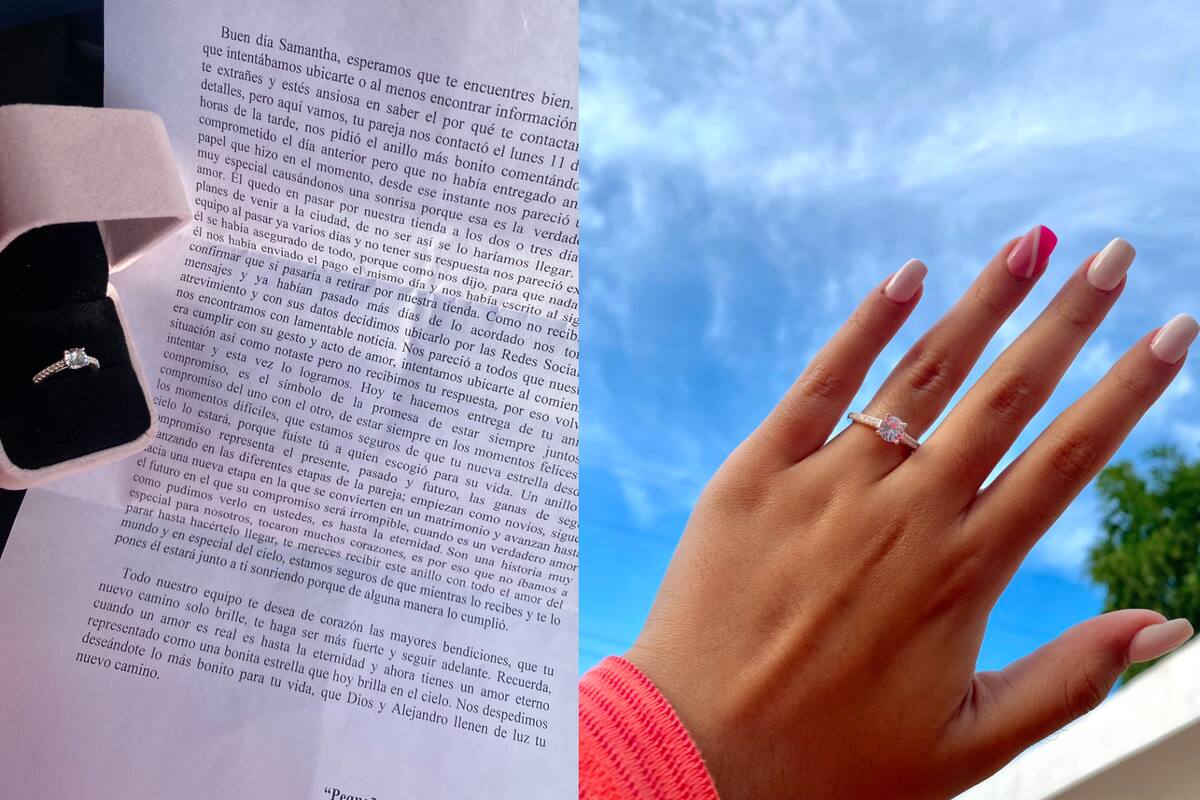 Samantha recibió finalmente el anillo que Alejandro había escogido para ella