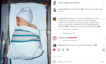 Samantha Trottier y Hernán Regiardo anunciaron la llegada de su primera hija en redes sociales (Captura: Instagram @hernanreg / @samtrottierr)