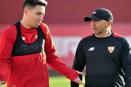 Samir Nasri y Jorge Sampaoli en 2017, cuando coincidieron en Sevilla