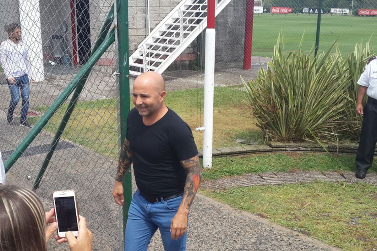 Sampaoli, en el predio de Ezeiza donde se suele entrenar River