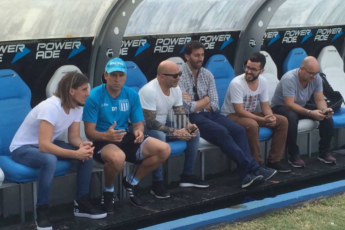 Sampaoli en la práctica de Racing