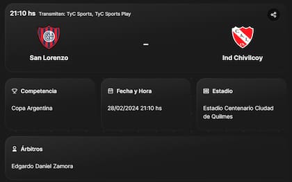 San Lorenzo e Independiente de Chivilcoy se enfrentan por la primera ronda de la Copa Argentina