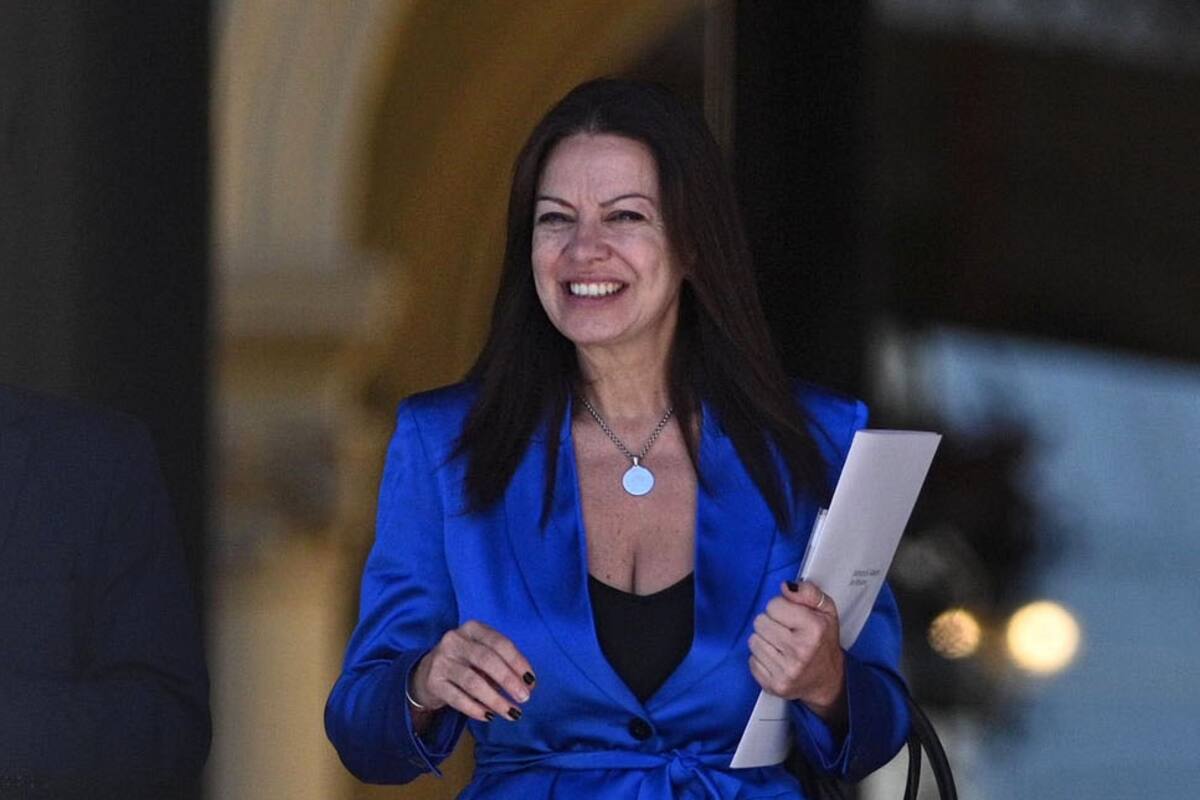 Sandra Pettovello al salir da la reunión de gabinete en Casa Rosada