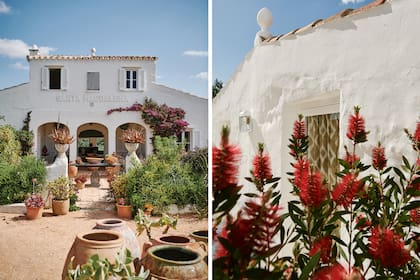 Santa Magdalena se construyó en el siglo XIX como casa y fábrica de quesos. Sobre las letras originales, reloj de sol, ese que en Menorca sugiere plantas de poco mantenimiento, como en este jardín diseñado por los dueños de casa.