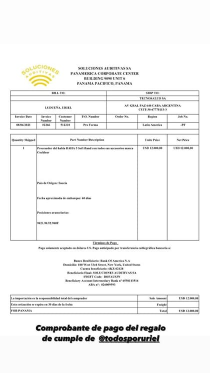 Santi Maratea compartió el recibo del dispositivo auditivo comprado para Uriel