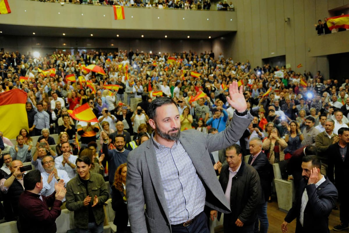 Santiago Abascal, líder de Vox, durante un acto en La Coruña