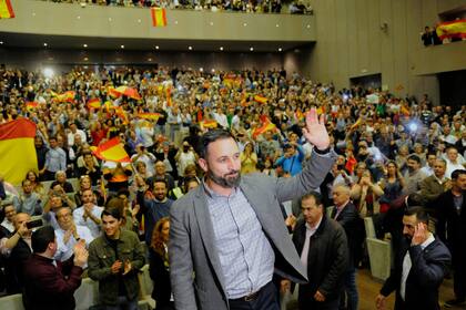 Santiago Abascal, líder de Vox, durante un acto en La Coruña