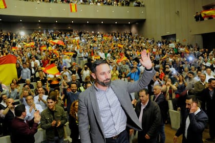 Santiago Abascal, líder de Vox, durante un acto en La Coruña